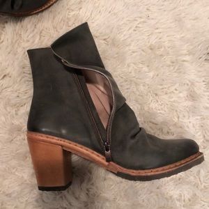 Olive heeled booties